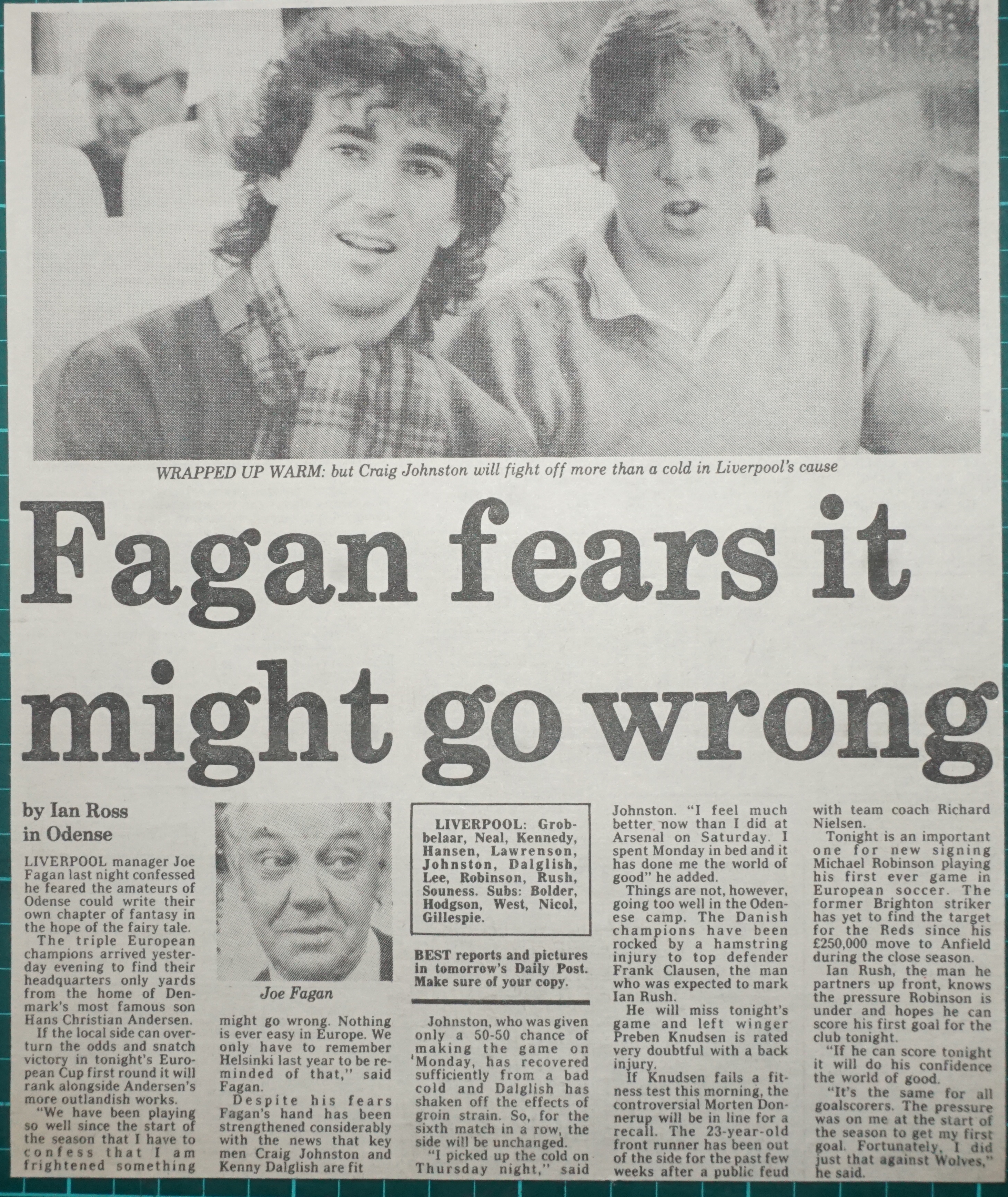 Fagan fears it might go wrong - 14 September 1983